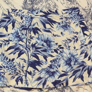 Ellen Tracy Blue and White Linen Blend Skort Size XL